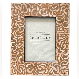 Creations Picture Frame Stand Up Back Ceramic 10.5”x8.5” for 4”x6” Pic Brown Tan